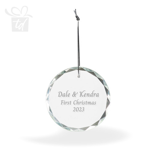 Round Faceted Crystal Christmas Ornament