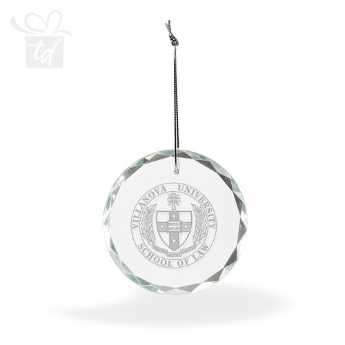 Round Faceted Crystal Logo Christmas Ornament