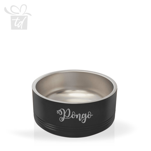 Personalized Black Pet Bowl-Medium-Front