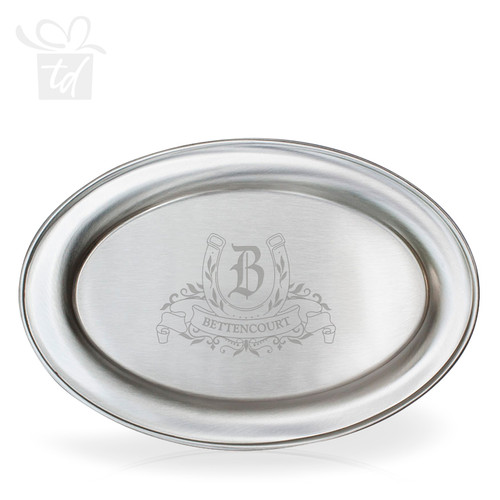 Family Pewter Horseshoe Tray - 9in-Front