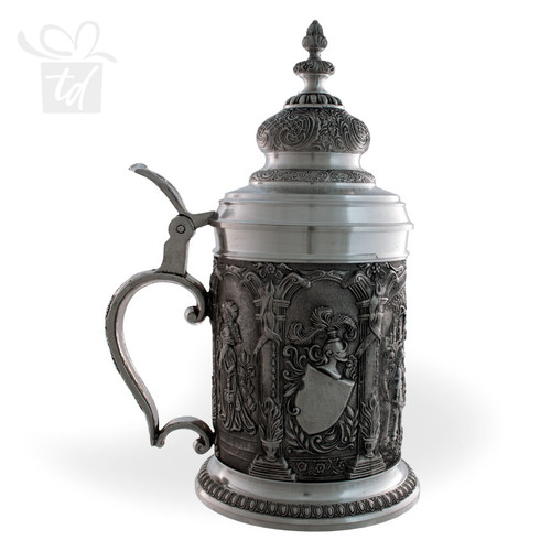 Pewter Knights Stein Spire Top - 19 oz - handle left