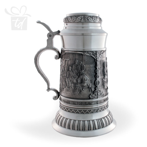 Pewter Defregger Stein - 1 Liter - handle left