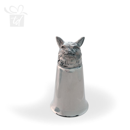 Pewter Fox Head Stirrup Cup 5oz - front