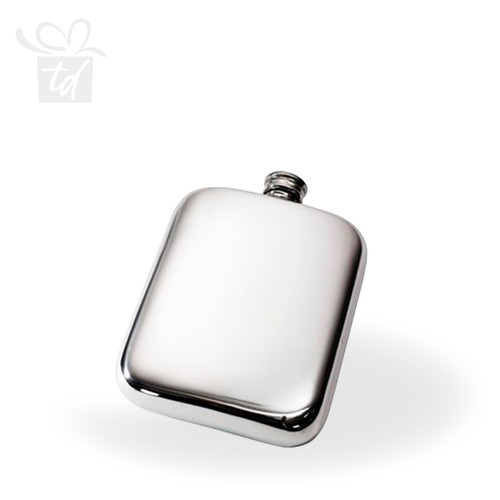 Pewter Plain Pocket Flask  - 6oz - front
