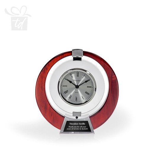 Hora Rosewood Swivel Desktop Clock - front