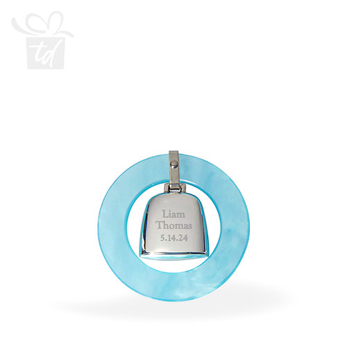 Sterling Silver Teething Ring/Rattle- Blue
