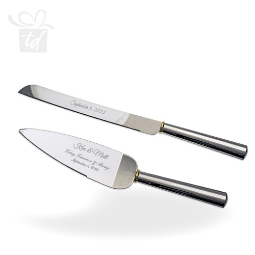 Gold Ring Server & Knife Set