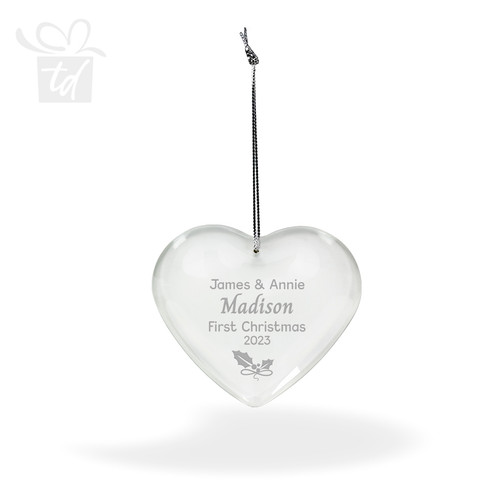 Couple's 1st Christmas Heart Crystal Ornament