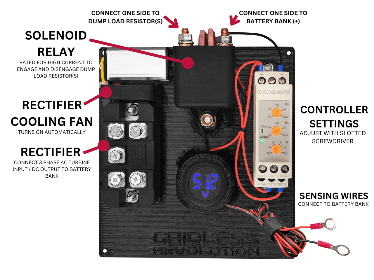 RevoPower 12/24/48V DC Heavy Duty Wind Turbine Charge Controller For Wind  Turbine(s) & Hydro Generators, 19,200W max, Made in USA