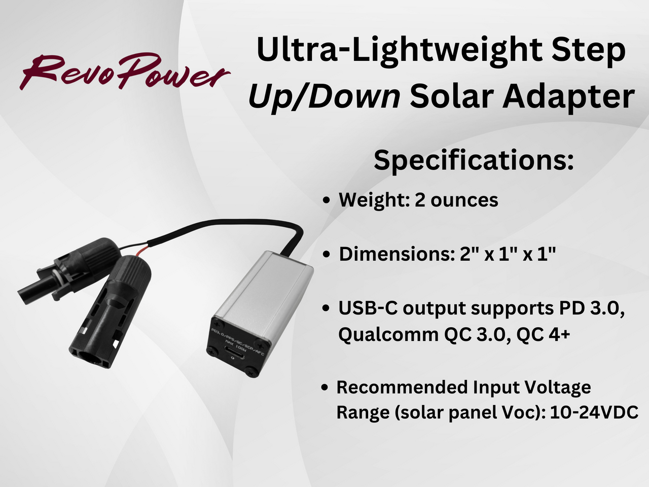 RevoPower 722208355552 Ultra-Lightweight Step Up/Down Solar Panel