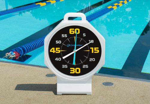 Competitor Swim COMPETITOR PACECLOCK, 15" WHITE BATTERY, BLACK FACE 