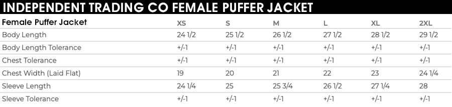 independent female puffer jacket