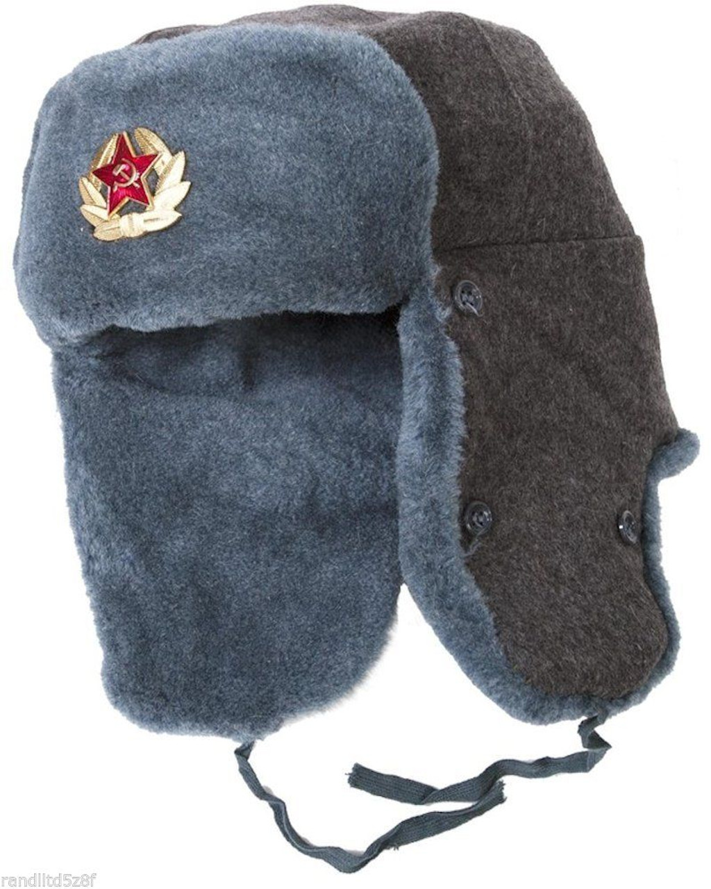 Soviet Star Size XXL USSR Army Winter Black Fur USHANKA HAT Russian 