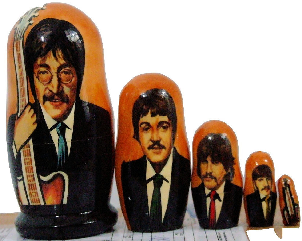 5pcs Handmade Russian Nesting Doll of The Beatles Style 2 (4 inches