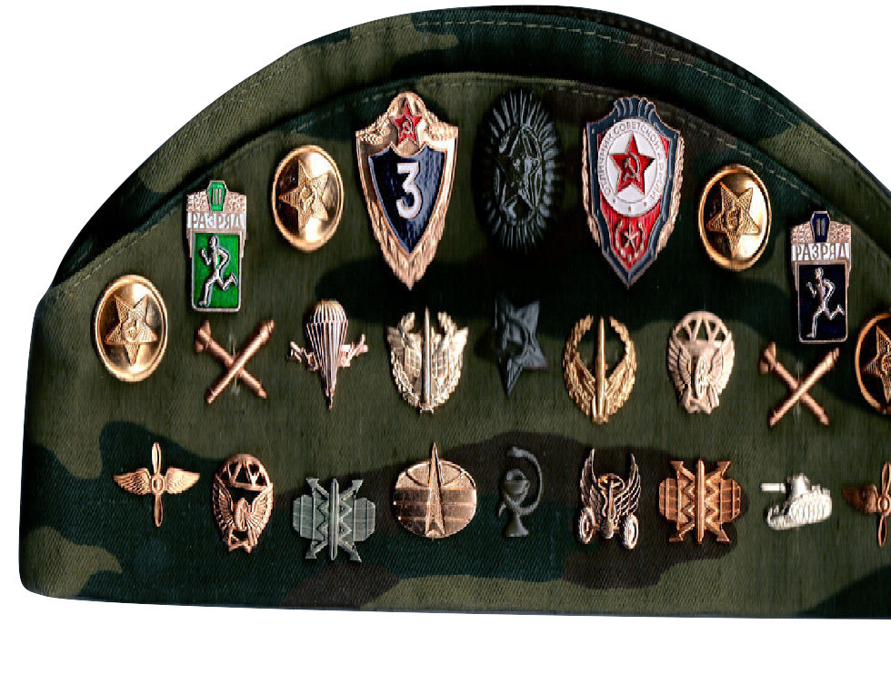 Russian Authentic Pilotka Hat w/ Badges 