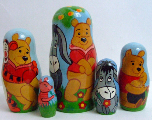 5pcs. Russian Nesting Doll of Winnie the Pooh Author Work
