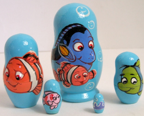 5pcs Hand Painted Russian Nesting Doll of FINDING NEMO MEDIUM 5pcs Hand Painted Russian Nesting Doll of FINDING NEMO MEDIUM
