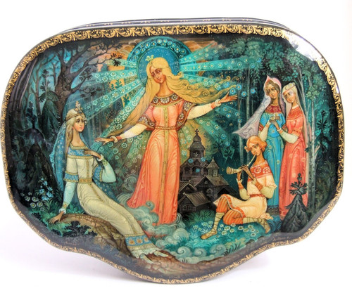 Khouli One of a Kind Russian Lacquer Box "Spring and the Snowmaiden" by Eugeny Dobrin