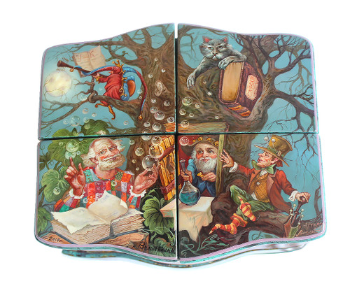 Fedoskino Hand Painted One of a Kind Russian Lacquer Box "The Magician" by Alex Maslov Fedoskino Hand Painted One of a Kind Russian Lacquer Box "The Magician" by Alex Maslov
