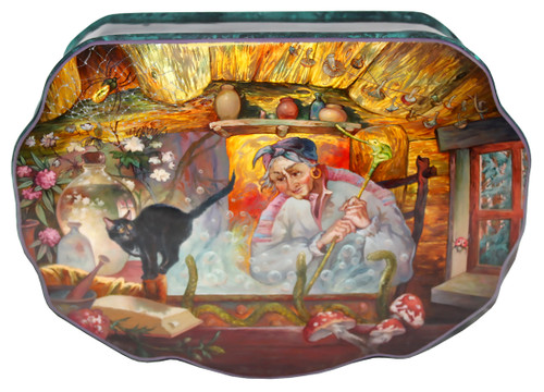 Fedoskino Hand Painted One of a Kind Russian Lacquer Box "Baba-Yaga" by Maslov Fedoskino Hand Painted One of a Kind Russian Lacquer Box "Baba-Yaga" by Maslov