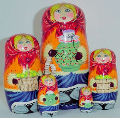 5pcs. set of girl holding different items