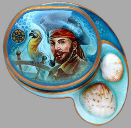 "Pirate and the Sea" by Julia Nuzhnova of Fedoskino "Pirate and the Sea" by Julia Nuzhnova of Fedoskino