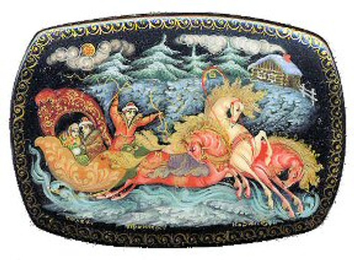 "Russian Troika with Cabin" from Palekh