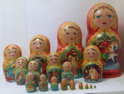 19pcs. Russian Nesting doll "Song about czar Ivan Vasilievich" by Lushenko