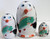 3pcs Hand Painted Russian Nesting Doll of PENGUINS w/ Handcarved Beaks