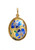 Silver egg Pendant with Blue Flowers and Golden Trim