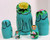 5pcs Hand Painted Floral Green Blue Color Russian Nesting Doll 