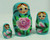 5pcs Hand Painted Floral Green Blue Color Russian Nesting Doll 