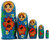 5pcs Hand Painted Russian Nesting Light Blue Floral Doll (4.25 inches)