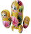 5pcs Hand Painted Russian Yellow Color Nesting Floral Decor w/ attached wooden lady bug