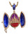 Russian Decorative Enamel Egg Pendant Necklace Dark Blue Opens to Saint Basil