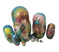 10pcs Hand Painted One of a Kind Russian Nesting Doll  "Magic Forest" by Larisa Chulkova