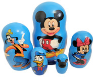 5pcs Hand Painted Russian Nesting Doll of Mickey Mouse and Friends Biggest doll 7 inches