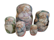 5pcs Hand Painted One of a Kind Russian Nesting Doll "Alice in Wonderland" by E Gorobets 9"