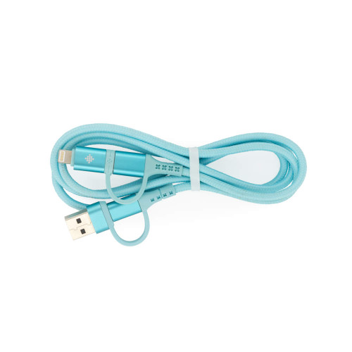 Light blue braided USB to Lightning cable, single, for charging and syncing devices