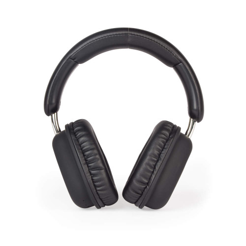 Black over-ear wireless headphones, front view