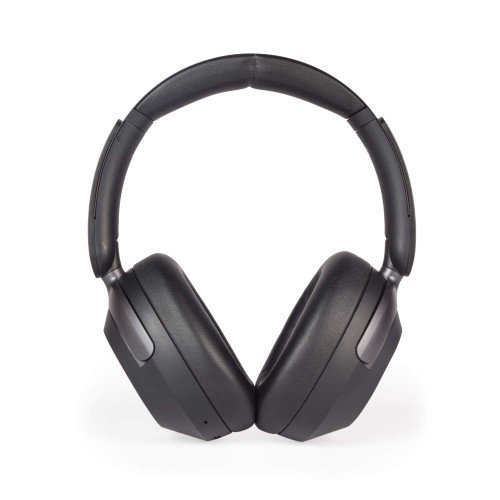 Black over-ear wireless headphones shown front-on
