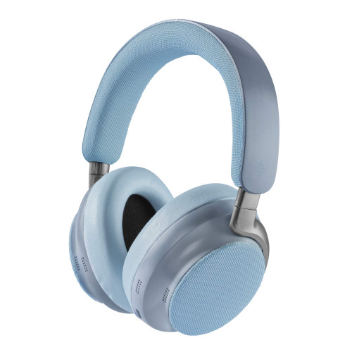 Light blue over-ear wireless headphones with padded ear cups
