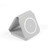 Foldable grey wireless charging stand with circular charging pad, side view