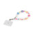 Pastel flower bead lanyard with a blank white ID card and metal clasp