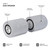 Pair of grey mesh Bluetooth speakers with magnetic connection and dual volume controls.