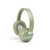 Green over-ear wireless headphones, left side view