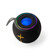 Black wireless portable speaker with yellow volume buttons and LED ring light
