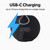 Black portable speaker with USB-C charging, showing 13 hours play time promotion.