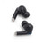 Pair of black wireless earbuds with silicone tips shown on white background
