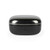 Black wireless earbud charging case, closed, front view